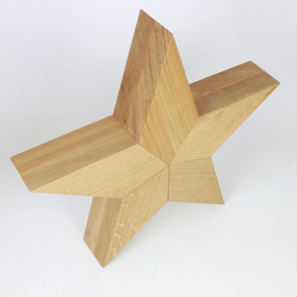 Stern von oben - handgefertigter Holzstern aus Eichenholz - wie ein Möbelstück - tolle luxusdekoration für Weihnachten