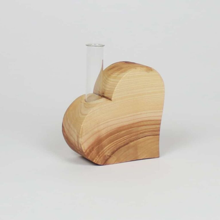 Holzherz Vase Klein | Herz Mit Reagenzglas - Hinum Und Herum