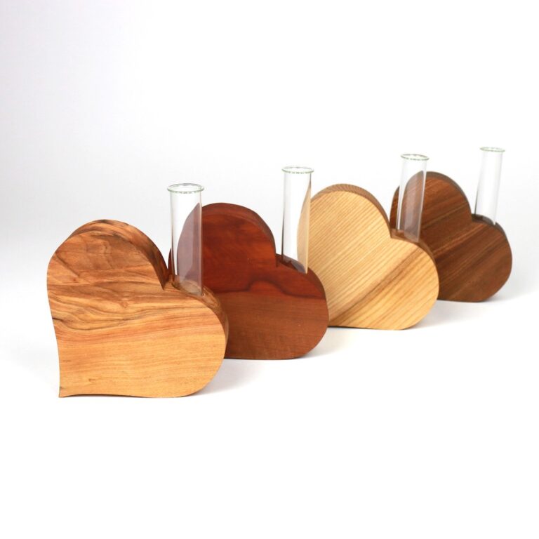 Holzherz Vase Klein | Herz Mit Reagenzglas - Hinum Und Herum