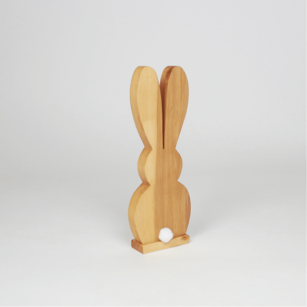 Hase aus Holz mit Bommel - Ostergeschenk