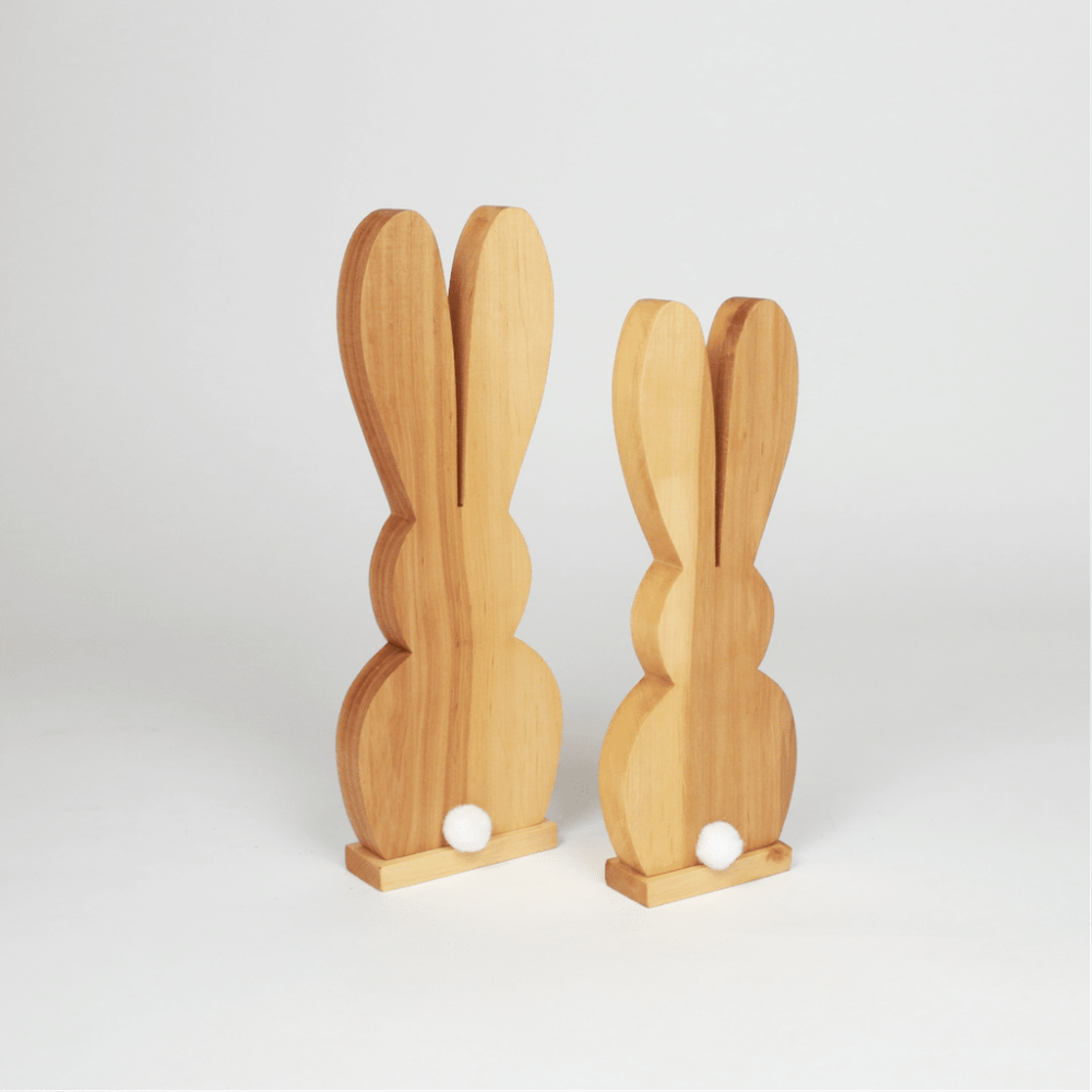 Hase aus Holz mit bommel - Ostergeschenke