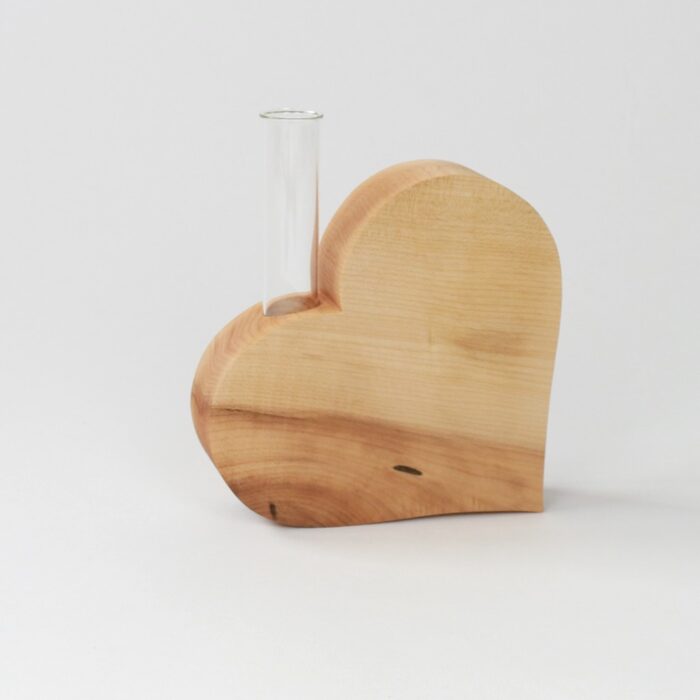 Holzherz Vase groß Herz mit Reagenzglas Hinum und Herum
