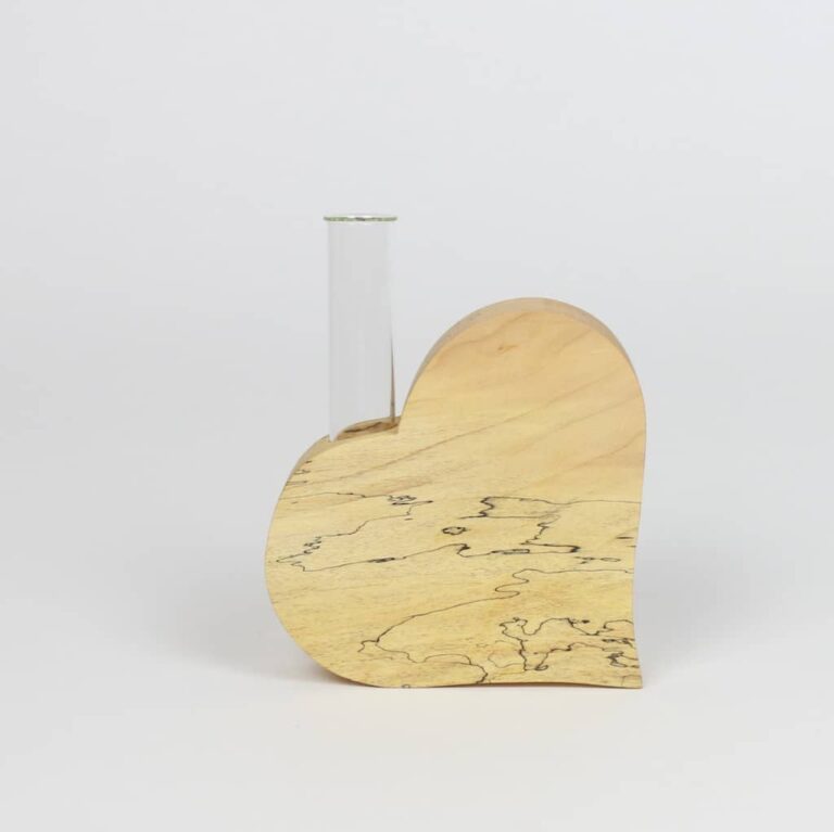 Holzherz Vase Klein | Herz Mit Reagenzglas - Hinum Und Herum