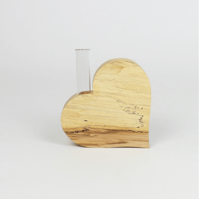 Holzherz Vase Groß | Herz Mit Reagenzglas - Hinum Und Herum