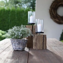 Windlichtsäule klein aus Altholz