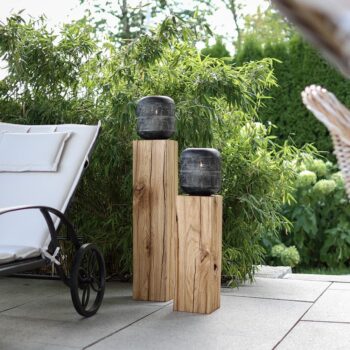 Bodenwindlicht aus Eichenholz - schöne Deko für deine Terrasse