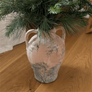 Steinvase beige-grau matt - schöne Vase passend zu Holzdeko und Altholzdeko