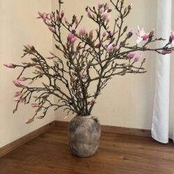 Vase Zement rund 28 cm hoch